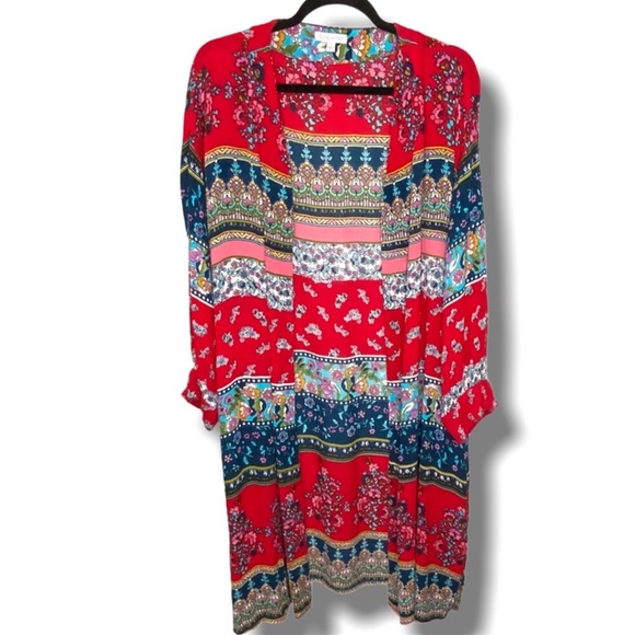 PATRONS of PEACE OPEN FRONT BOHO DUSTER 100% RAYON - Picture 1 of 5